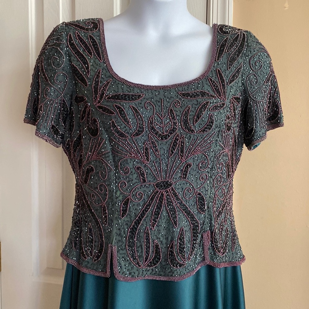 Beaded Emerald Evening Dress